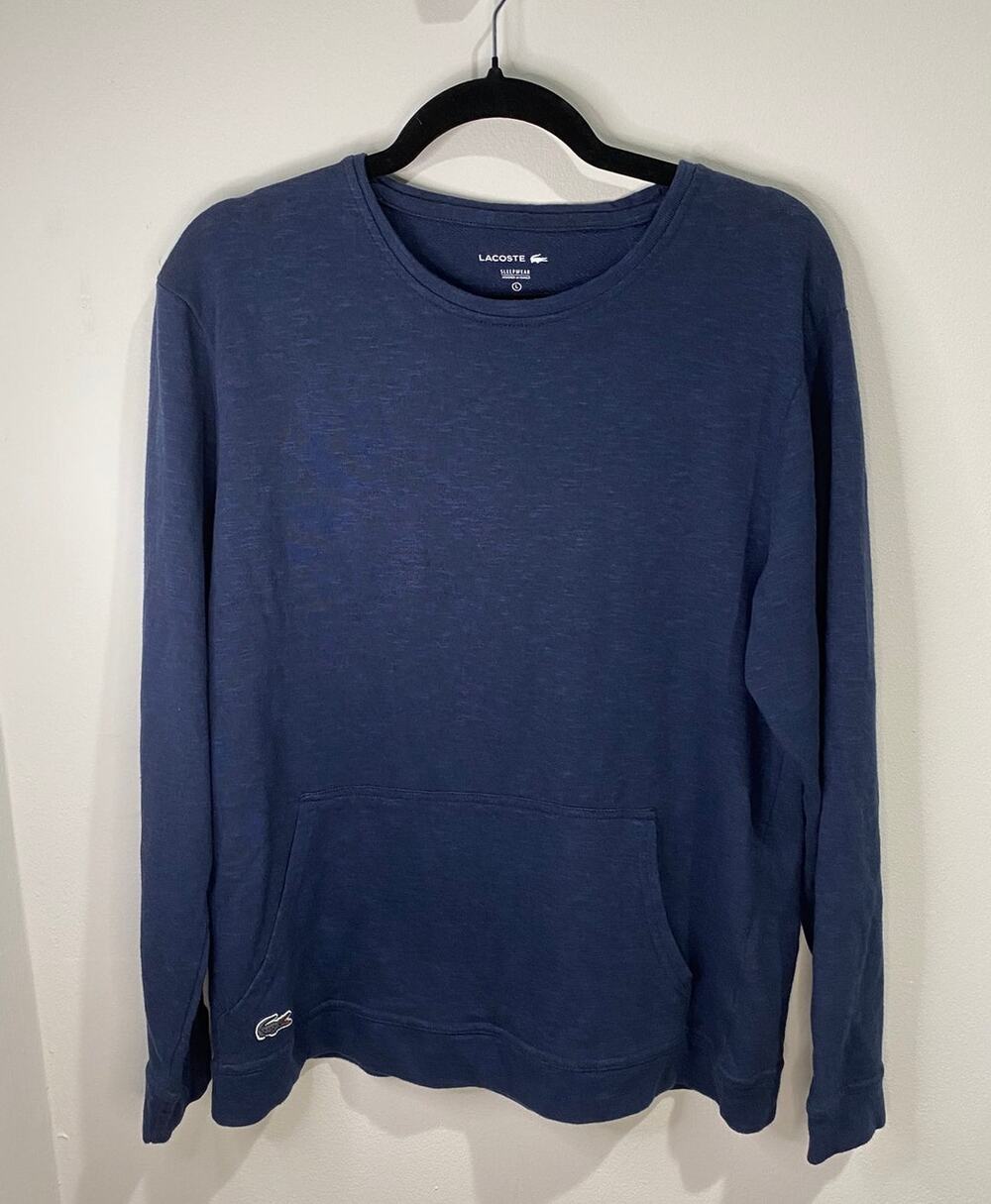 Lacoste Sleepwear Shirt Women’s L Navy Soft Knit Relaxed Cozy Lounge GUC